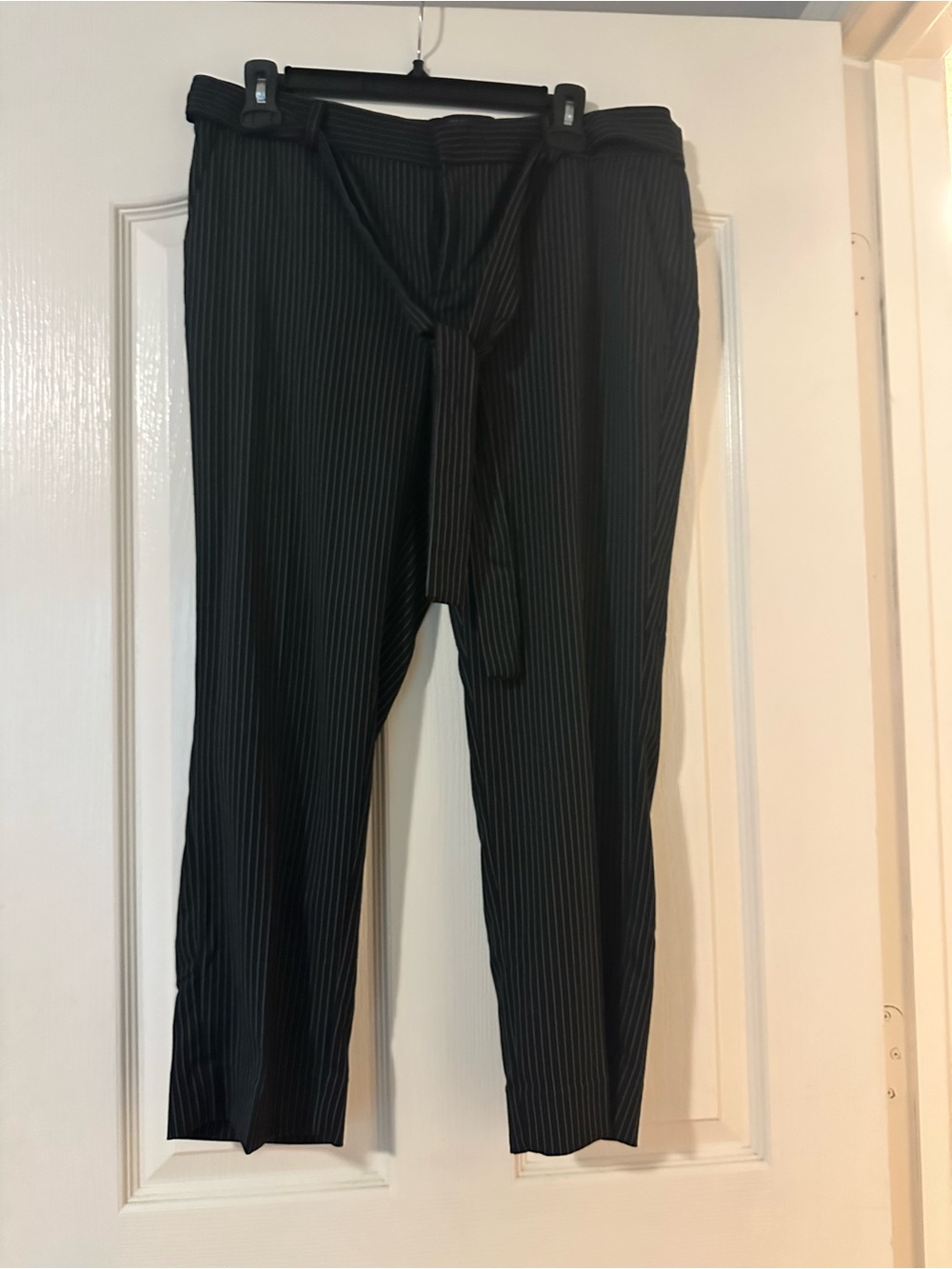 Banana Republic Black Pinstripe Dress Pants with Waist Tie